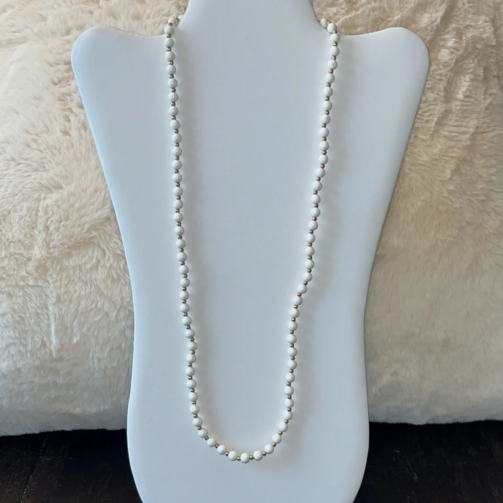 Bundle 3 vintage signed necklaces Trifari Monet Napier Gold toned/ivory/white